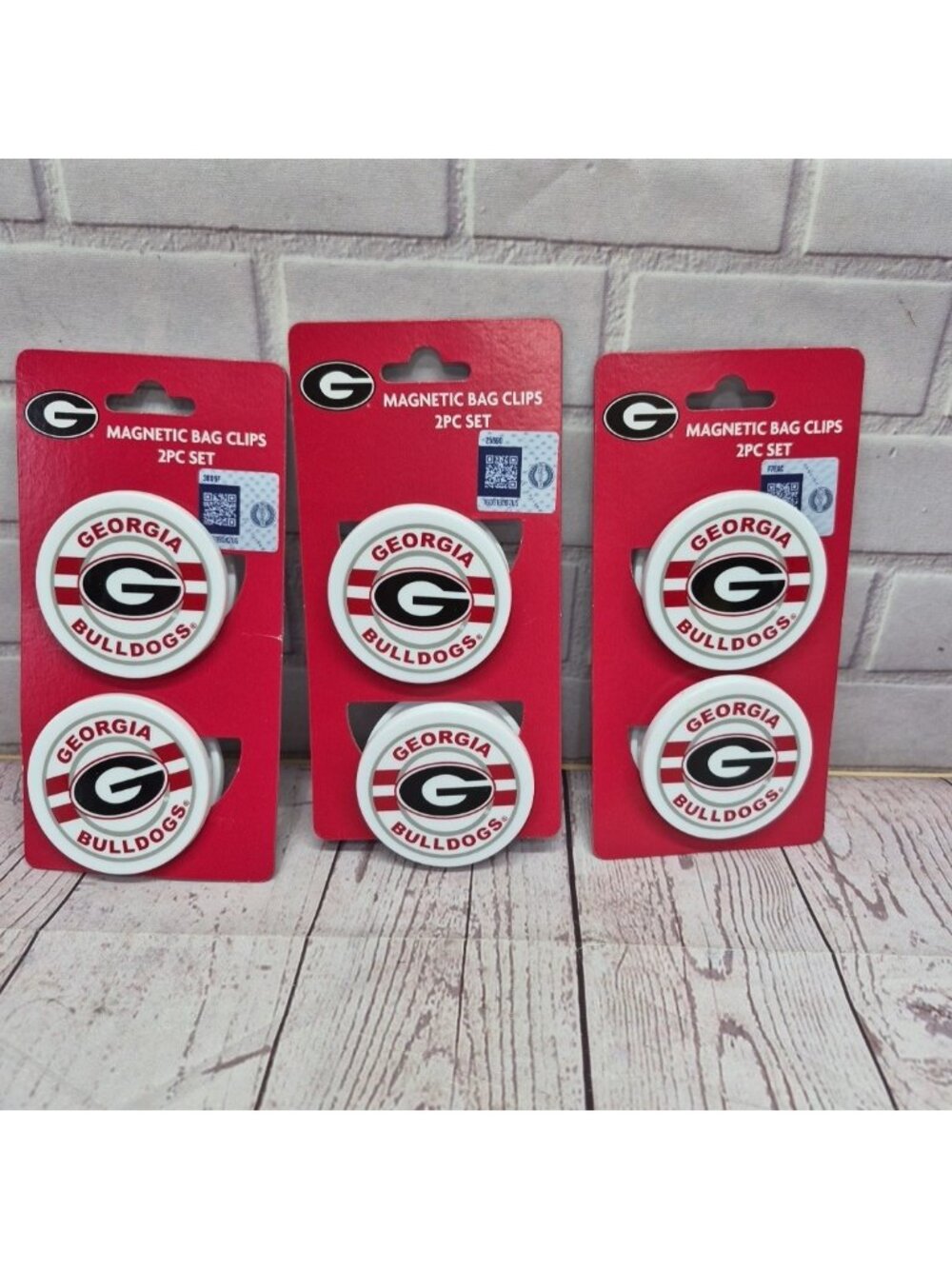GA Bulldogs~ 3 Pack  Lot Chip Clip Magnetic Snack Containers Offical GO DAWGS!‎